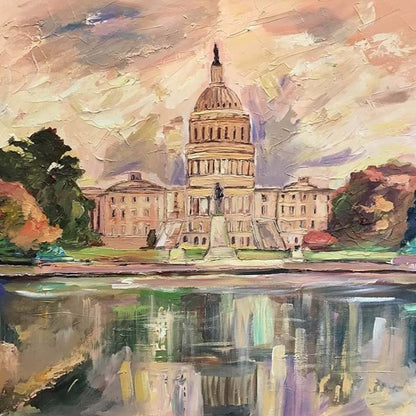 October Capitol | US Capitol in Washington, DC | Original Oil and Acrylic Painting by Zachary Sasim | 40" by 30" | Commission