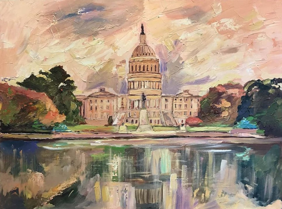 October Capitol | US Capitol in Washington, DC | Original Oil and Acrylic Painting by Zachary Sasim | 40" by 30" | Commission