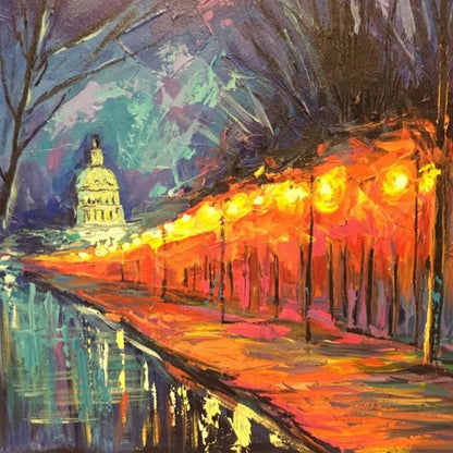 Capitol Building Art | Washington, DC Art | Original Oil and Acrylic Painting on Canvas by Zachary Sasim | 24" by 30" | Commission