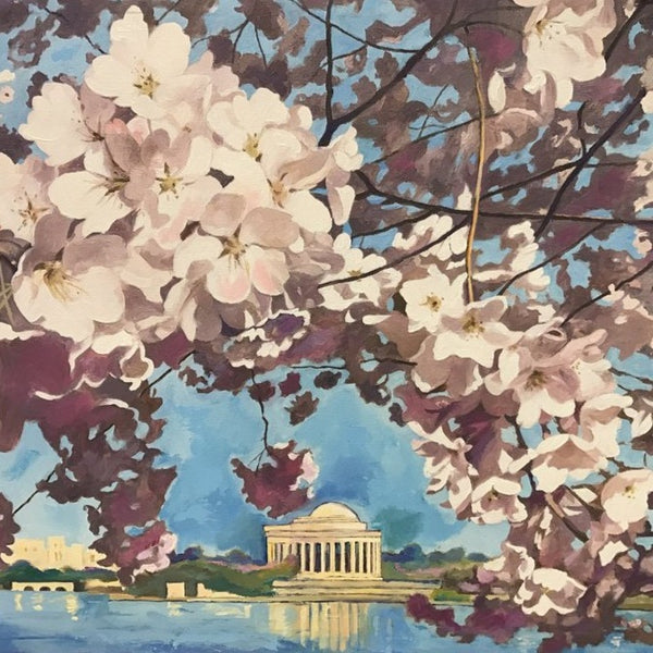 Cherry Blossoms, April, DC | Washington, DC Art | Original Oil and Acrylic Painting by Zachary Sasim | 24" by 30" | Commission
