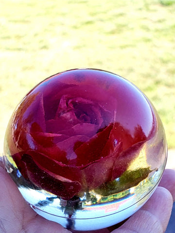 Paperweight Sphere Custom with Red Rose Sample | Full Sphere Resin Paperweight | Handmade in USA