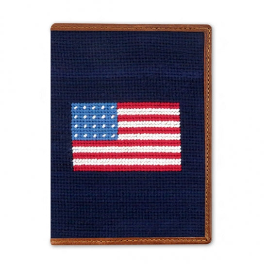 Needlepoint Collection | American Flag Needlepoint Passport Case | US Passport Holder | Navy