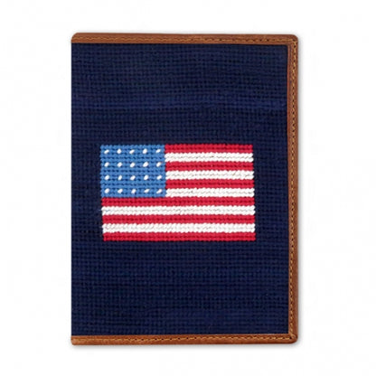 Needlepoint Collection | American Flag Needlepoint Passport Case | US Passport Holder | Navy
