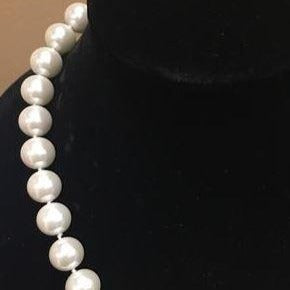 Pearl Necklace | Salt Water Pearls | Single Strand | Hand Knotted Pearls | 18" Necklace | 9-10mm | Silver Clasp | Ivory