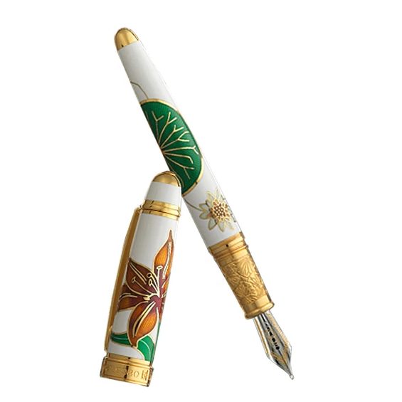 Bespoke Luxury Pens ~ White Lilies Fountain Pen ~ Custom Writing Instruments ~ Hand Manufactured by David Oscarson