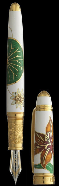 Bespoke Luxury Pens ~ White Lilies Fountain Pen ~ Custom Writing Instruments ~ Hand Manufactured by David Oscarson