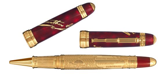 Bespoke Luxury Pens ~ Clark Fountain Pen ~ Gold and Red Enamel ~ Custom Writing Instruments ~ Hand Manufactured by David Oscarson