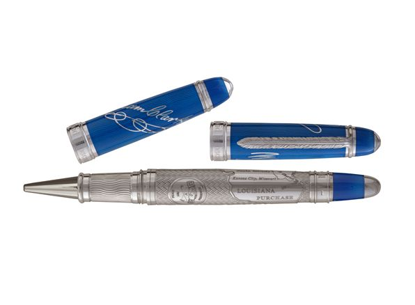Bespoke Luxury Pens ~ Lewis Fountain Pen ~ Sterling Silver and Federal Blue ~ Custom Writing Instruments ~ Hand Manufactured by David Oscarson