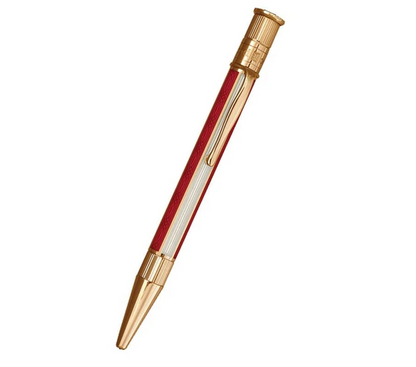 Bespoke Luxury Pens ~ Gold and Red and White Enamel Ball Point ~ Custom Writing Instruments ~ Hand Manufactured in America by David Oscarson