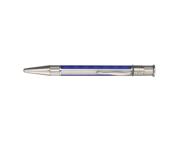 Bespoke Luxury Pens ~ Sterling Silver and Federal Blue and White Enamel Ball Point ~ Custom Writing Instruments ~ Hand Manufactured in America by David Oscarson