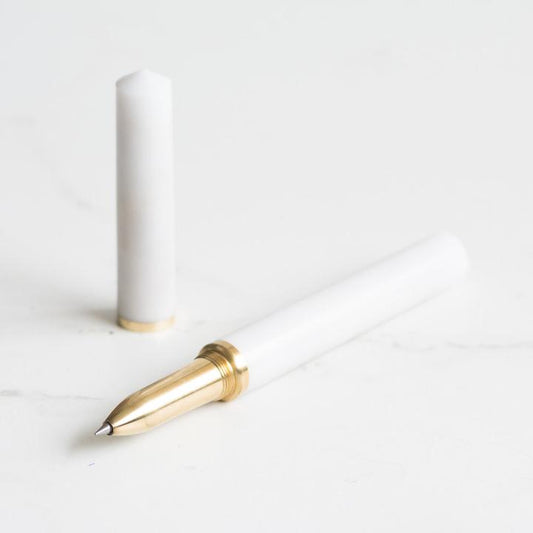 GOLD STAR GIFT No.1: Marble and Brass Writing Instrument with Pen Rest