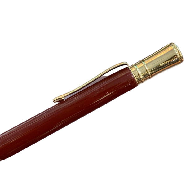 Custom Ballpoint Pens | Gold Trim and Dark Burgundy | Black Leather Case | Made in America | Charing Cross & Co.