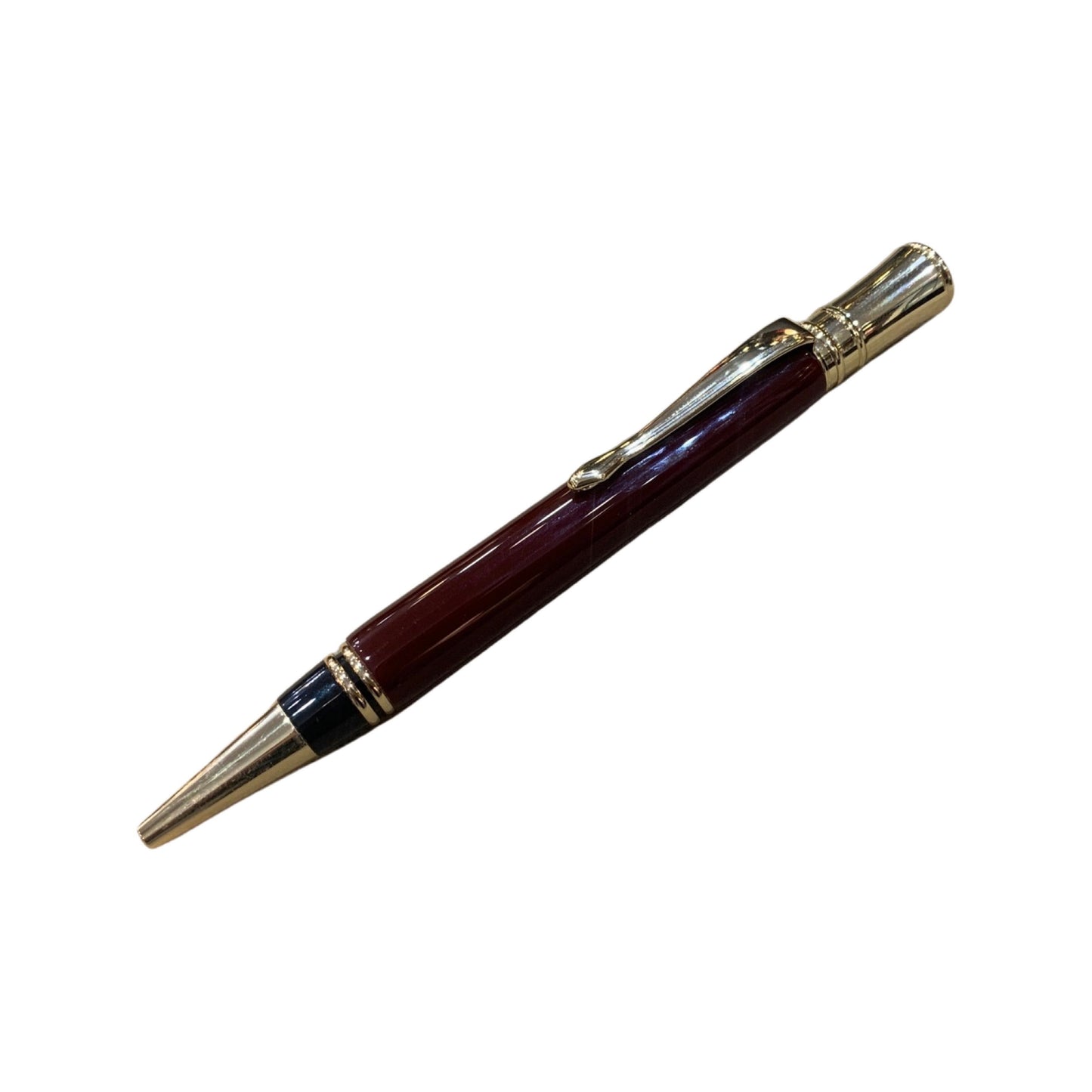 Custom Ballpoint Pens | Gold Trim and Dark Burgundy | Black Leather Case | Made in America | Charing Cross & Co.