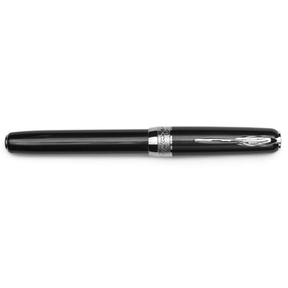 Pineider Pens | Full Metal Jacket Movie Fountain Pen |  Ash Grey / Light Grey Body with Palladium (Silver) Trim and a Steel Nib | 5 5/8" Length Capped