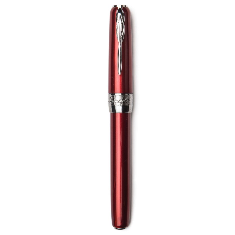 Pineider Pens | Full Metal Jacket Movie Roller Ball Pen | Red / Army Red Pen with Palladium (Silver) Trim  | 5.5" Length