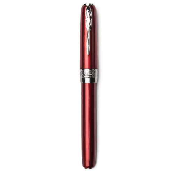 Pineider Pens | Full Metal Jacket Movie Roller Ball Pen | Republican Red Pen with Palladium (Silver) Trim  | 5.5" Length