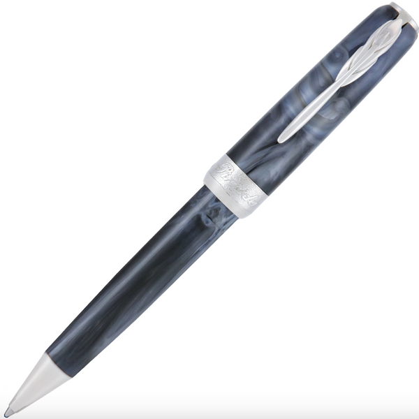 Pineider Pens | Full Metal Jacket Movie BALL POINT PEN | Dark GREY Pen with Palladium (Silver) Trim  | 5.5" Length
