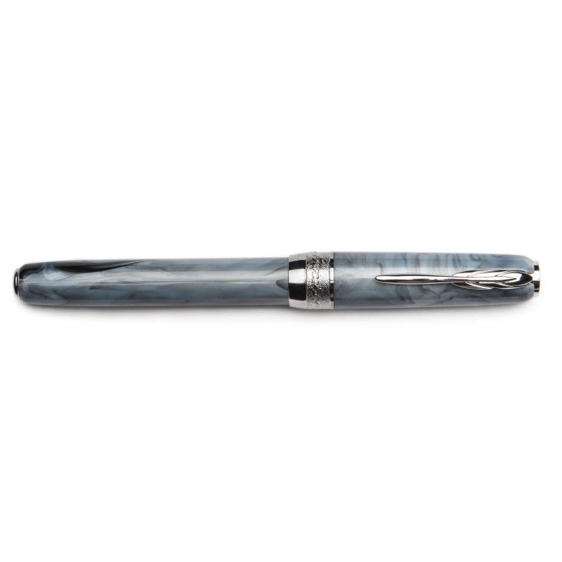 Pineider Pens | Full Metal Jacket Movie ROLLER BALL PEN | Dark GREY Pen with Palladium (Silver) Trim  | 5.5" Length