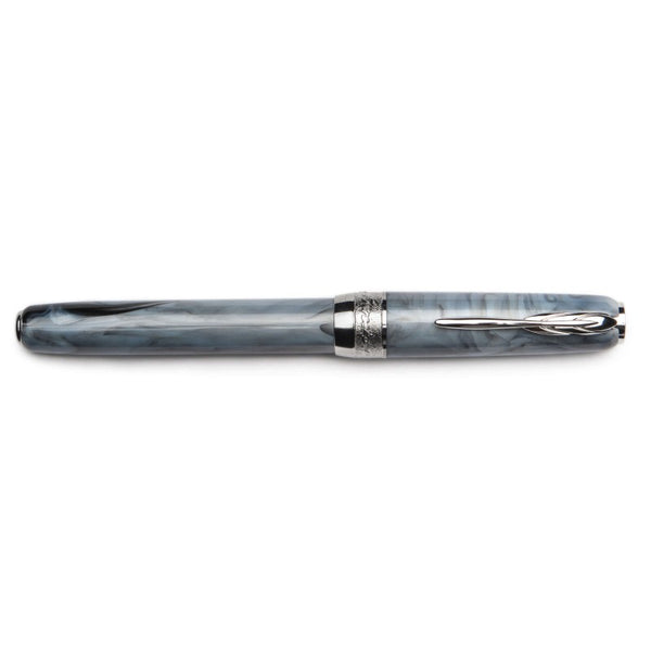 Pineider Pens | Full Metal Jacket Movie Roller Ball Pen | Ash Grey Pen with Palladium (Silver) Trim  | 5.5" Length