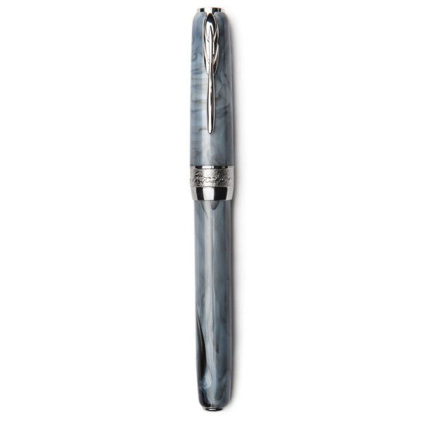 Pineider Pens | Full Metal Jacket Movie Roller Ball Pen | Ash Grey Pen with Palladium (Silver) Trim  | 5.5" Length