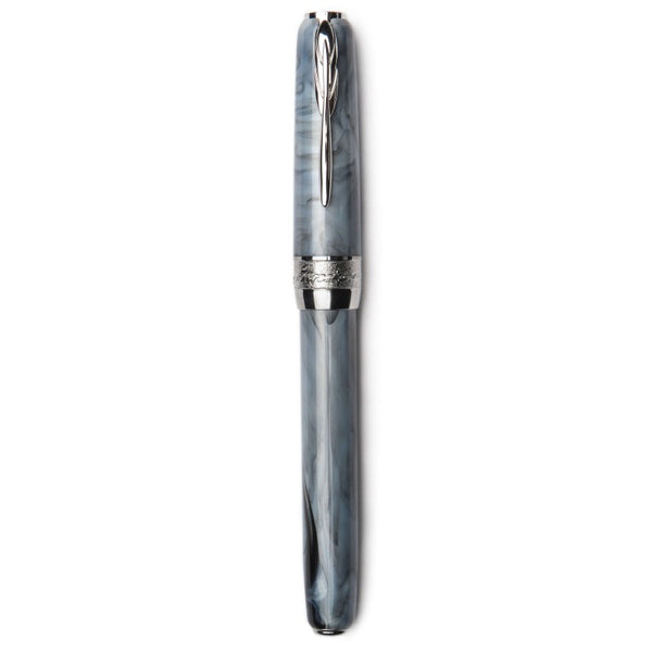 Pineider Pens | Full Metal Jacket Movie Roller Ball Pen | Royal Blue / Lightning Blue Pen with Palladium (Silver) Trim  | 5.5" Length