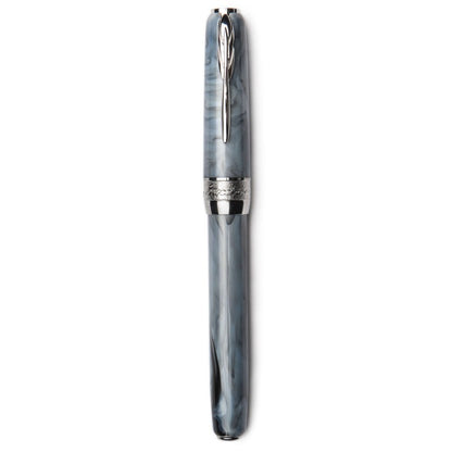 Pineider Pens | Full Metal Jacket Movie Roller Ball Pen | Democratic Blue Pen with Palladium (Silver) Trim  | 5.5" Length