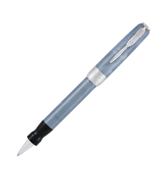 Pineider Pens | Full Metal Jacket Movie Roller Ball Pen | Ash Grey Pen with Palladium (Silver) Trim  | 5.5" Length