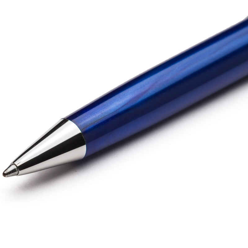 Pineider Pens | Full Metal Jacket Movie Ball Point Pen | Royal Blue Pen with Palladium (Silver) Trim  | 5.5" Length
