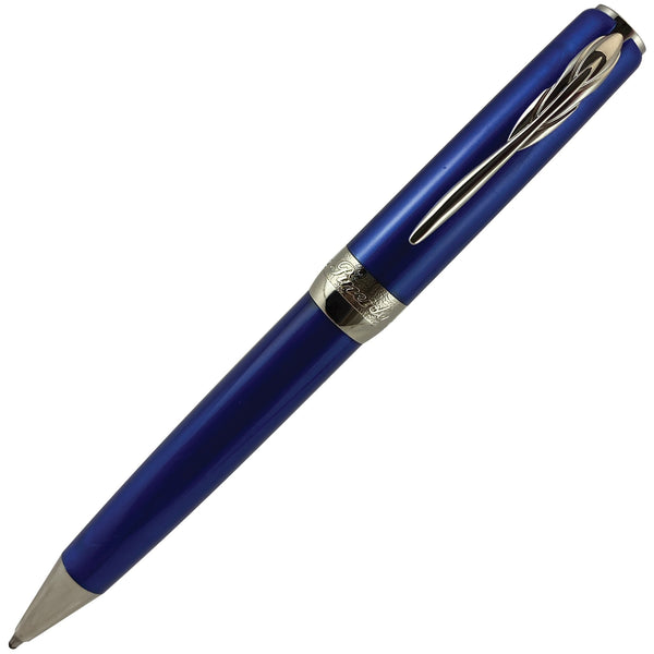 Pineider Pens | Full Metal Jacket Movie Ball Point Pen | Democratic Blue Pen with Palladium (Silver) Trim  | 5.5" Length