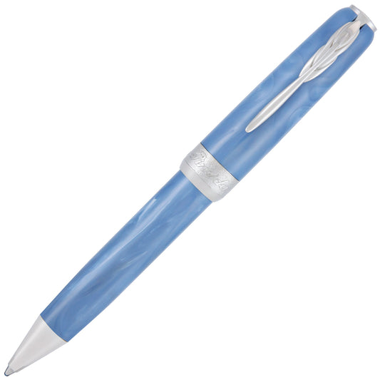 Pineider Pens | Full Metal Jacket Movie Ball Point Pen | Sugar Baby Blue Pen with Palladium (Silver) Trim  | 5.5" Length