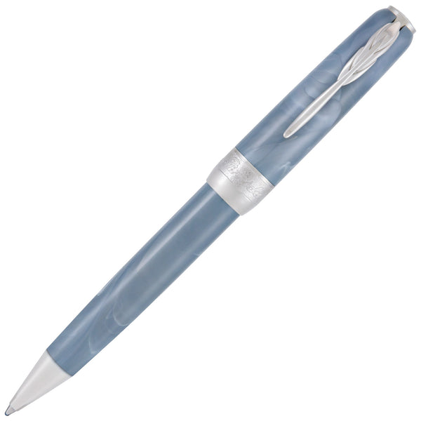 Pineider Pens | Full Metal Jacket Movie Ball Point Pen | Sugar Baby Blue Pen with Palladium (Silver) Trim  | 5.5" Length