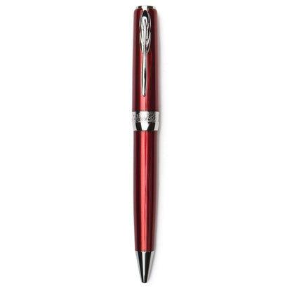 Pineider Pens | Full Metal Jacket Movie Ball Point Pen | Red, Red, Red Pen with Palladium (Silver) Trim  | 5.5" Length