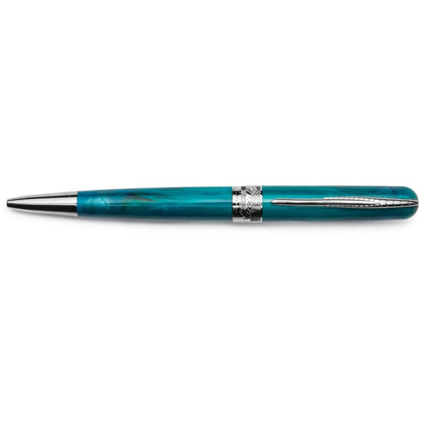 Pineider Pens | Avatar UR Ball Point Pen | Aqua Blue Pen with Palladium (Silver) Trim  | 5 7/8"