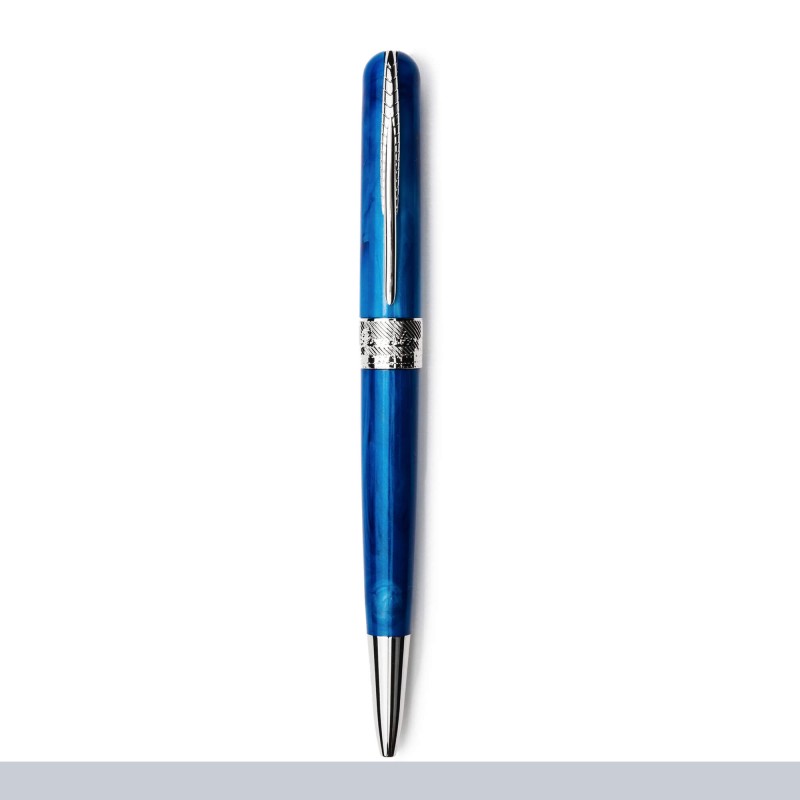 Pineider Pens | Avatar UR Ball Point Pen | Royal Blue Body with Palladium (Silver) Trim  | 5 7/8"
