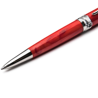 Pineider Pens | Avatar UR Ball Point Pen | Red Pearl Pen with Palladium (Silver) Trim  | 5 7/8"