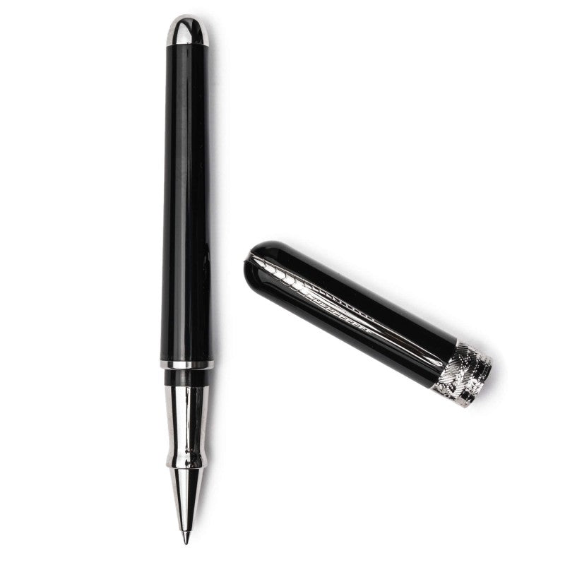Pineider Pens | Avatar UR Roller Ball Pen | Black Body with Palladium (Silver) Trim  | 5 7/8"