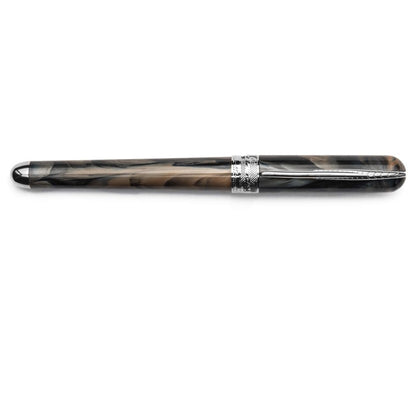 Pineider Pens | Avatar UR Roller Ball Pen | Mother of Pearl (dark tan) Pen with Palladium (Silver) Trim  | 5 7/8"