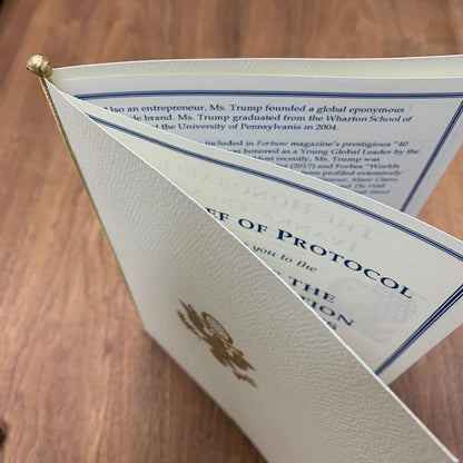 Bahrain Embassy Proof | Program Cover to Match with White House | Gold Crest and Gold Tie Cord | Highest Quality Engraving | Diplomatic Program Folder