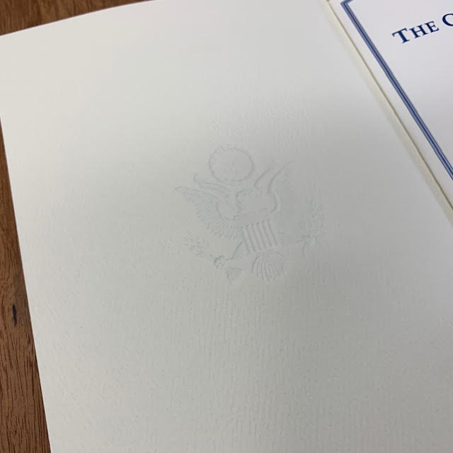 Bahrain Embassy Proof | Program Cover to Match with White House | Gold Crest and Gold Tie Cord | Highest Quality Engraving | Diplomatic Program Folder