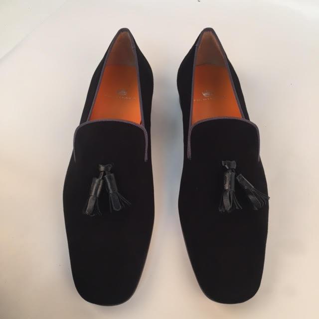 Custom Prince Albert Tassel Slipper Shoes | Velvet with Ribbon Trim | Highest Quality | Sterling and Burke | Orange-Bespoke Shoes-Sterling-and-Burke