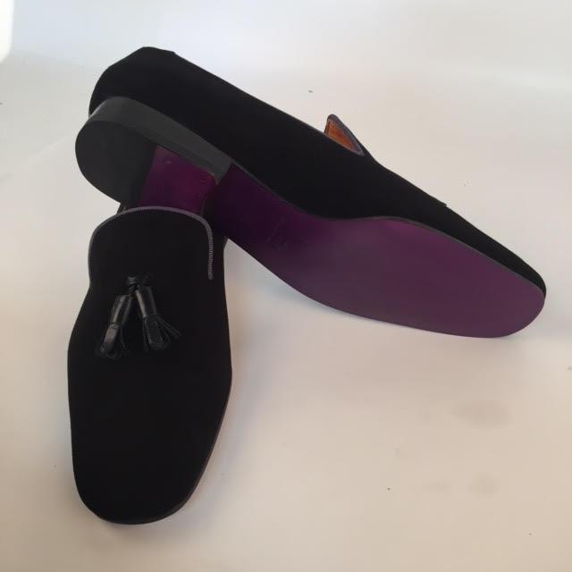 Custom Prince Albert Tassel Slipper Shoes | Velvet with Ribbon Trim | Highest Quality | Sterling and Burke | Purple-Bespoke Shoes-Sterling-and-Burke