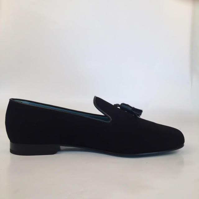 Custom Prince Albert Tassel Slipper Shoes | Velvet with Leather Trim | Highest Quality | Sterling and Burke | Turquoise-Bespoke Shoes-Sterling-and-Burke