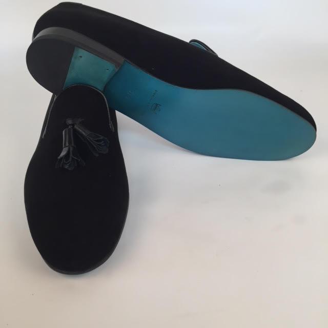 Custom Prince Albert Tassel Slipper Shoes | Velvet with Leather Trim | Highest Quality | Sterling and Burke | Turquoise-Bespoke Shoes-Sterling-and-Burke