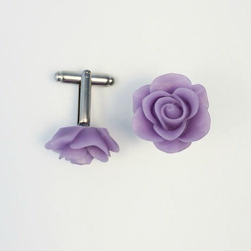 Flower Cufflinks | Lavender, Lilac, Purple Floral Cuff Links | Matte Finish Cufflinks | Hand Made in USA-Cufflinks-Sterling-and-Burke