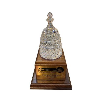 USA Rice | Waterford Crystal Capitol Dome Award on Natural Walnut with Engraved Brass Plate