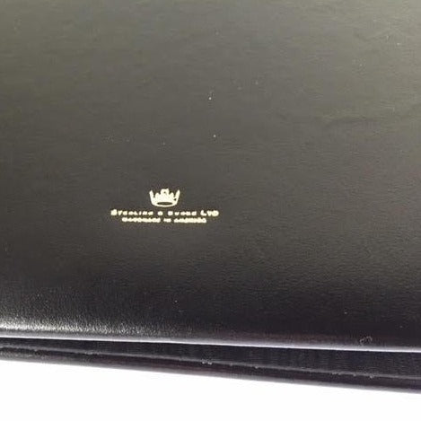 Ring Binder | Black Leather | No Tooling | Funeral Guest Book | Black Calf Leather Condolence Book | Funeral Registry | Sympathy Book | Made in England | Charing Cross-Guest Book-Sterling-and-Burke
