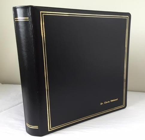 Ring Binder | Black Leather | Gold Tooling | Funeral Guest Book | Calf Leather Condolence Book | Funeral Registry | Sympathy Book | Made in England | Charing Cross-Guest Book-Sterling-and-Burke