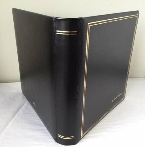 Ring Binder | Black Leather | Gold Tooling | Funeral Guest Book | Calf Leather Condolence Book | Funeral Registry | Sympathy Book | Made in England | Charing Cross-Guest Book-Sterling-and-Burke