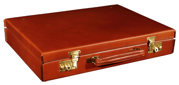 Bahrain | Attache Case | Peel Style | 4 Inch Pinched Corner Lid-Over-Body Case | Bespoke | Hand Stitched | English Bridle Leather | Studio Burke Ltd