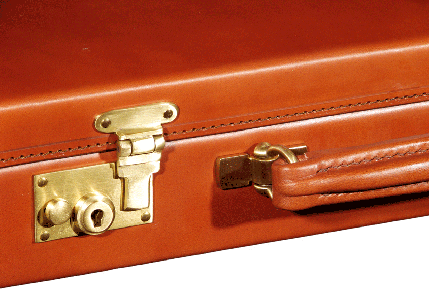 Bahrain | Attache Case | Peel Style | 4 Inch Pinched Corner Lid-Over-Body Case | Bespoke | Hand Stitched | English Bridle Leather | Studio Burke Ltd